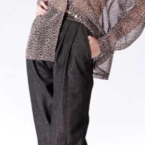 Green Corduroy Wide Leg Pleated Trousers